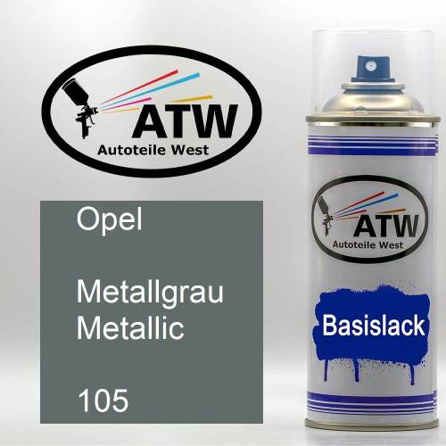 Opel, Metallgrau Metallic, 105: 400ml Sprühdose, von ATW Autoteile West.